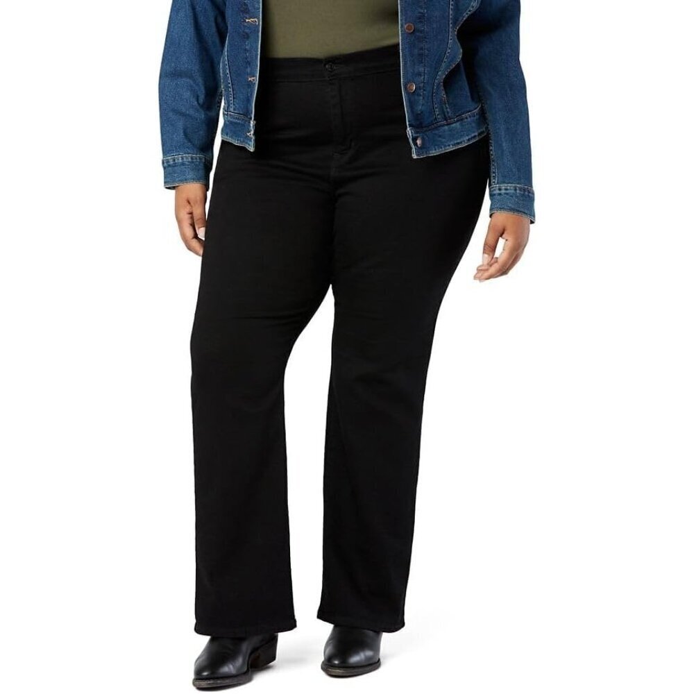Women's Stretch Denim Bootcut Jeans Plus Size Mid-Rise Zipper Closure